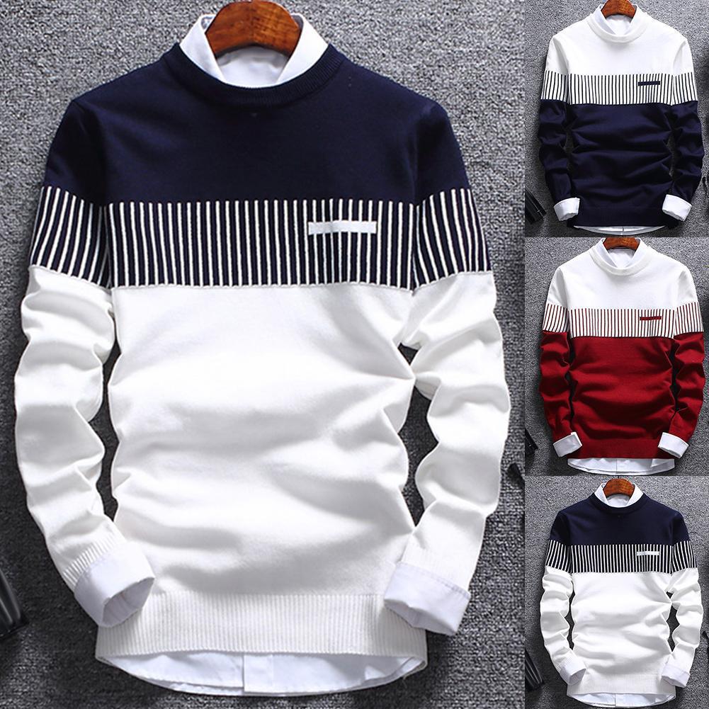 Men's round neck knit bottoming shirt lo...