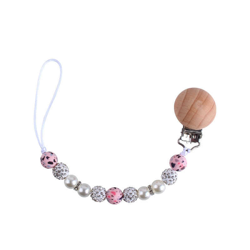 Nuevo bebé haya chupete clip bebé creativo leopardo perlas de gel mordedor gel pulsera chupete cadena anti-cadena