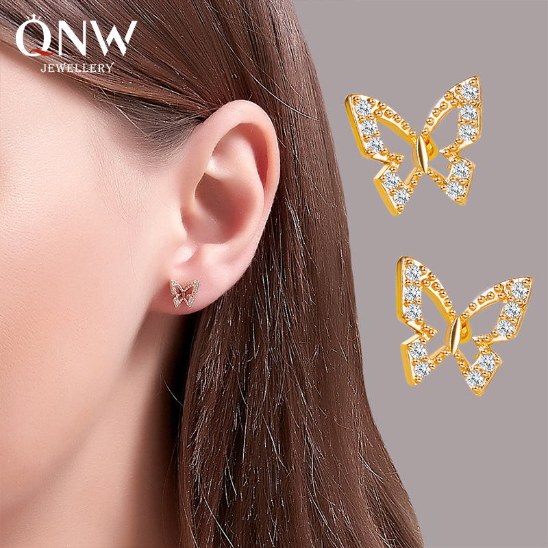 New Hollow Butterfly Earrings Diamond  Earrings Trend Earrings Wholesale Nihaojewelry display picture 2