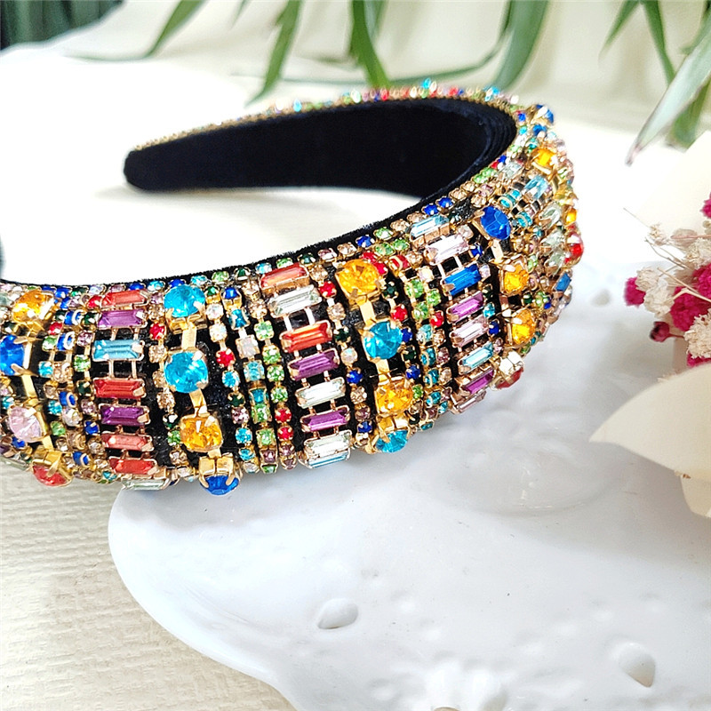 Retro Style Fashion Diamond Color Hair Band Korean Retro Hair Band Headband Wholesale Nihaojewelry display picture 3