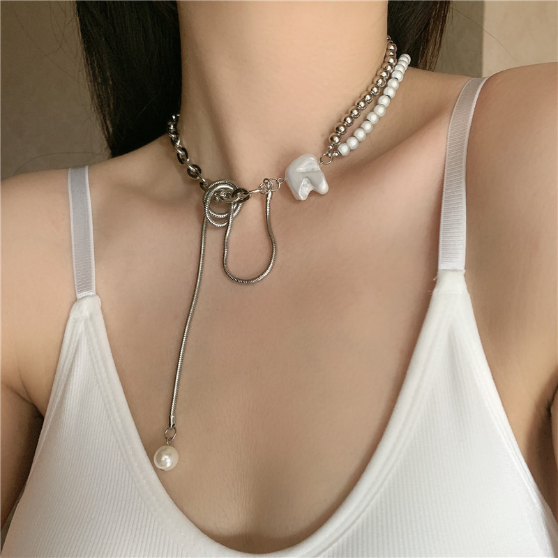 Pearl Metal Round Beads Double Long Tassel Diy Matching Necklace Wholesale Nihaojewelry display picture 2