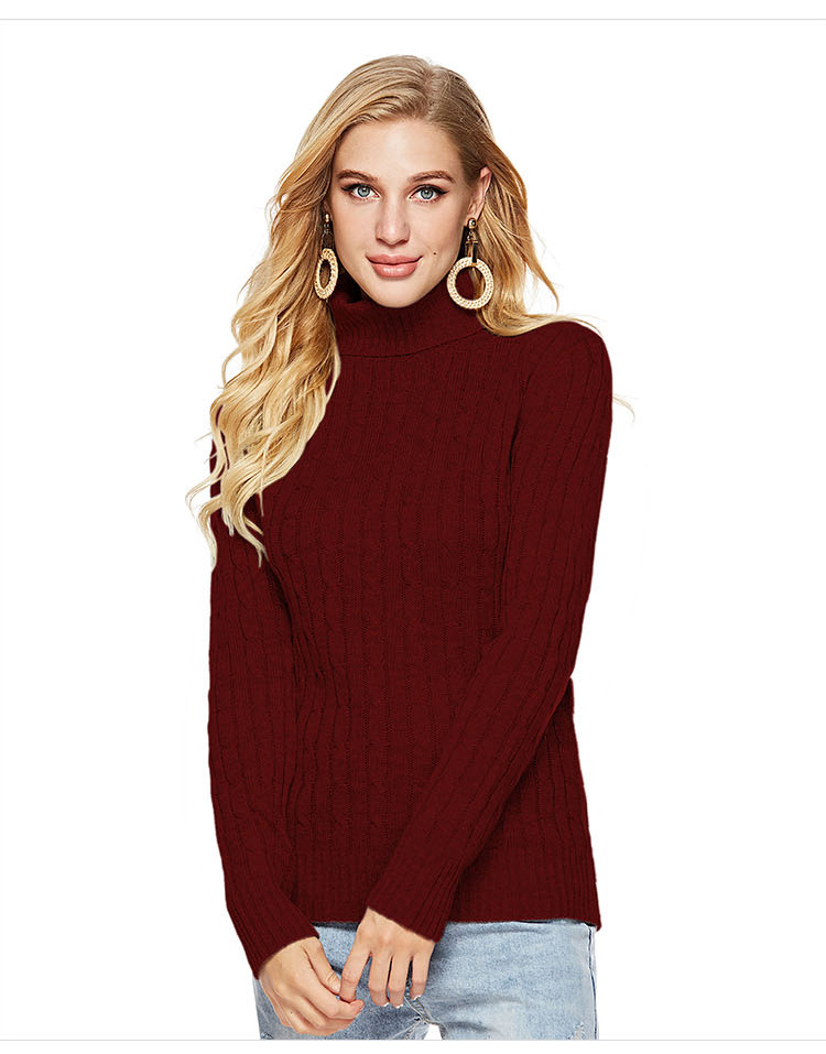 autumn and winter new slim pullover knit bottoming shirt striped turtleneck knitted sweater NSYH7154