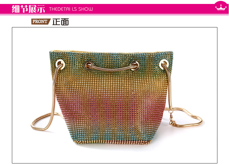 Portable Dinner Bag Diamond Evening Bag Bucket Clutch Multifunctional Rainbow Element display picture 2