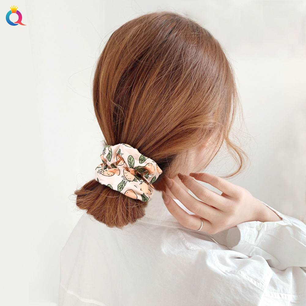 Pastoral Fruit Cloth Printing Pleated Hair Tie 1 Piece display picture 3
