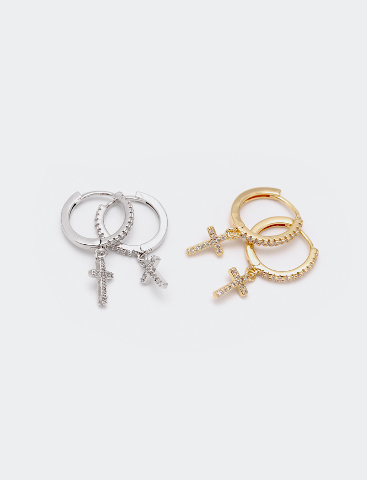 Fashion Zircon Cross Earrings Wholesale display picture 3