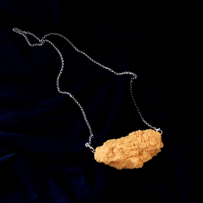 creative fried chicken legs necklace simulation skewer resin necklace