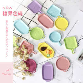 娃娃屋配件微缩玩具北欧1:12牛排盘模型摆件ins糖果色牛排碟D368