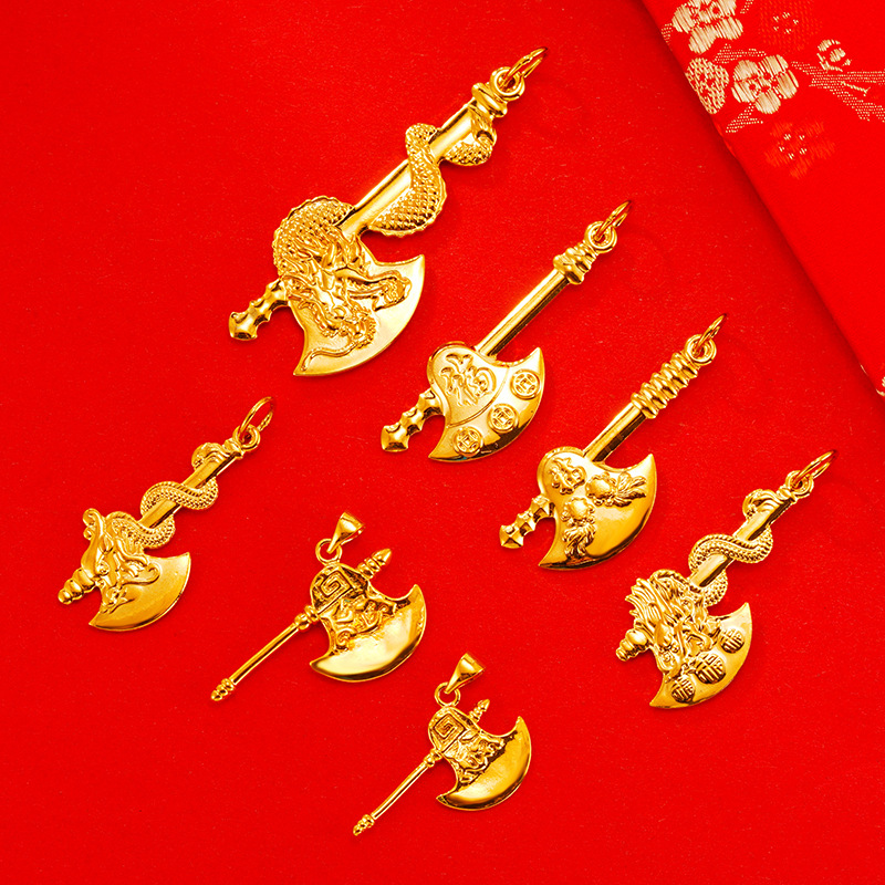 Estilo étnico en línea rojo transmisión en vivo hacha colgante vietnam arena oro hombres y mujeres imitación dragón chino 24k oro joyería al por mayor