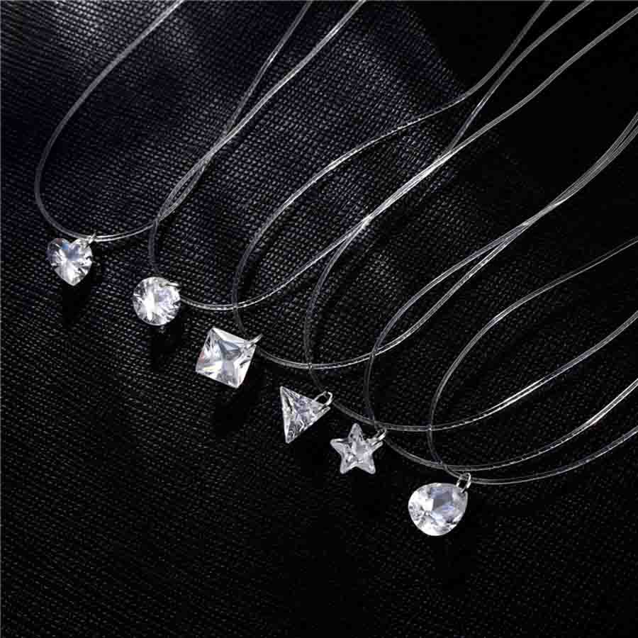 1 Piece Lady Geometric Star Heart Shape Alloy Rhinestone Women's Pendant Necklace display picture 3