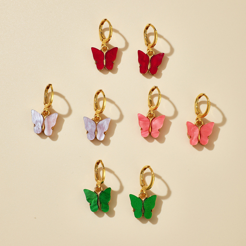 New Fashion Simple Cute Candy Color Butterfly Earrings Wholesale Nihaojewelry display picture 2