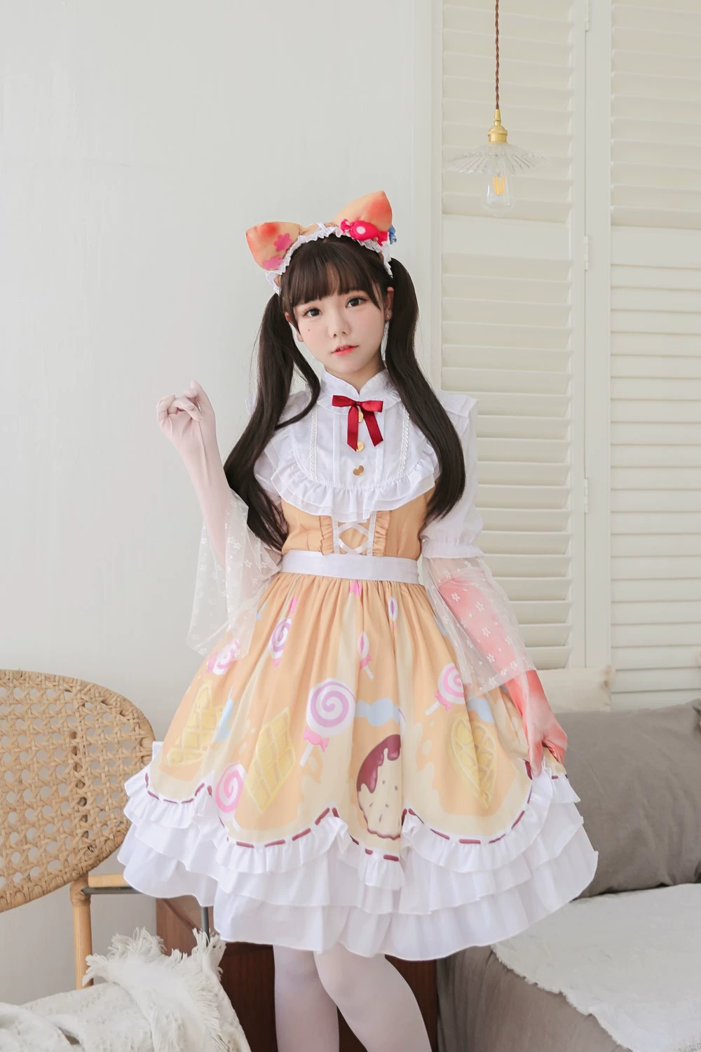 Lolita Dress (Identity Five) Candy Mechanic Cosplay Set, Polyester, Includes Accessories, M–L