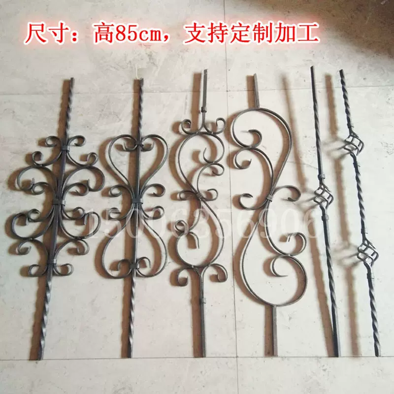 安徽锻造楼梯花起头柱楼梯扶手铁艺配件锻打铸铁杆梯饰栏杆