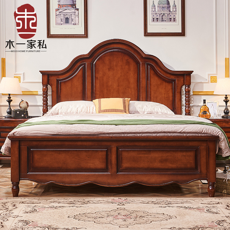 美式實木床1米8雙人床婚床現代簡約木床輕奢床臥室家具簡美公主床
