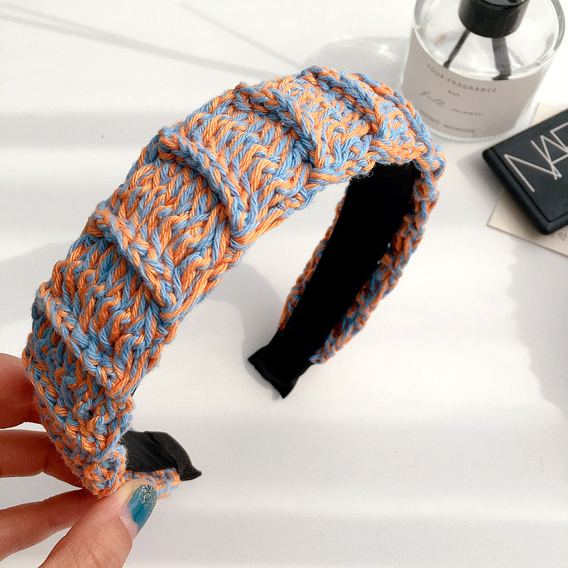 Korean  Color Matching New Wool  Handmade Headband display picture 5