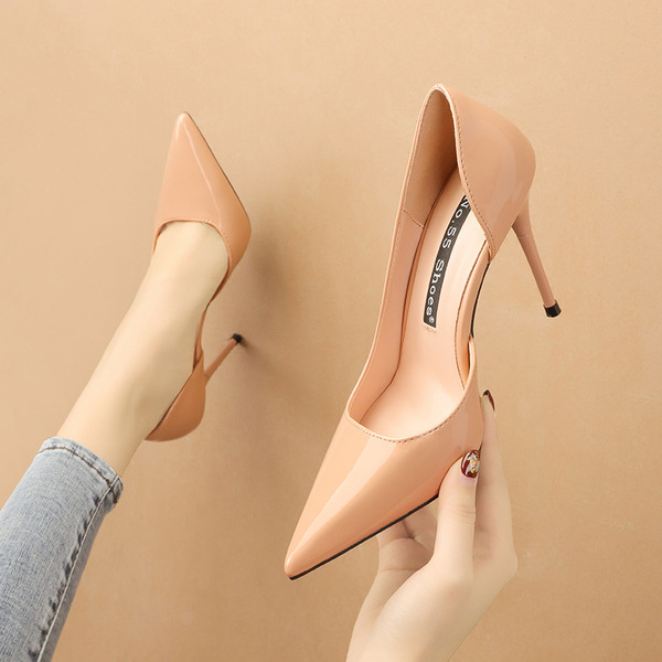 sexy pointed head shallow mouth high heels side air thin Heels Sandals night club show thin