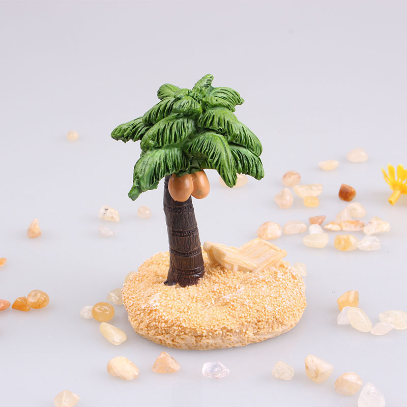 Factory Direct Supply Mediterranean Wind Beach Coconut Tree Micro Landscape Fleshy Flower Pot Aquarium Fish Tank Landscaping Decoration