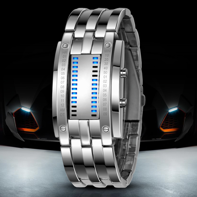 Manufactor Direct selling Selling Korean Edition Binary LED watch man Tungsten steel Trend lovers Steel table One piece On behalf of