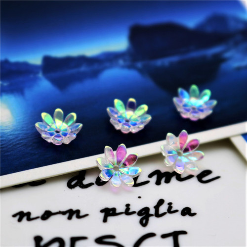 树脂仿贝壳花渐变AB饰品配件指甲装饰材料透明幻彩树脂花20年