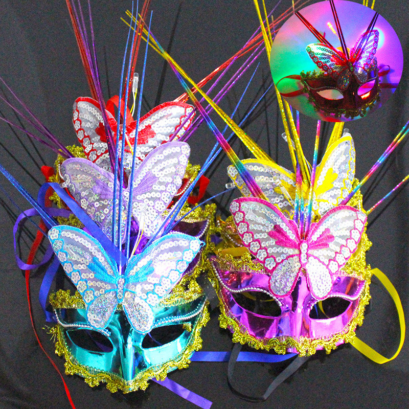 luminescence butterfly Rain Mask Halloween Makeup Dance Beauty princess Mask Party Dress up prop ornament