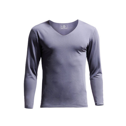 Men's seamless thermal underwear top V-neck winter heating plus velvet tight thin bottoming shirt autumn cotton sweater