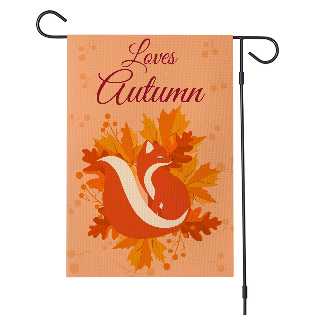 跨境热销  秋季花朵系列防水亚麻花园旗 双面庭院节日旗 支持定制