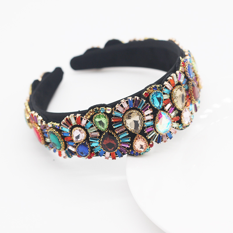 Europäischer Und Amerikanischer Stil Barock Luxus Schönes Stirnband Farbe Strass Edelstein Geometrische Persönlichkeit Tanz Show Haarschmuck Kopfschmuck display picture 2