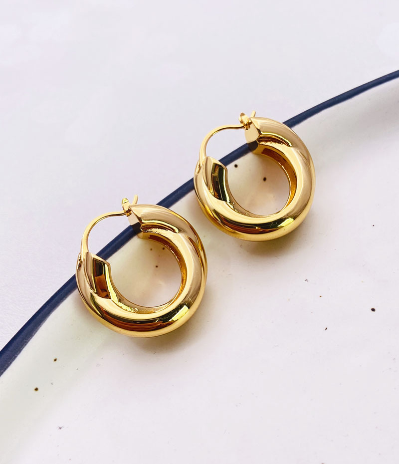 1 Pair Fashion Solid Color Copper Plating Hoop Earrings display picture 1