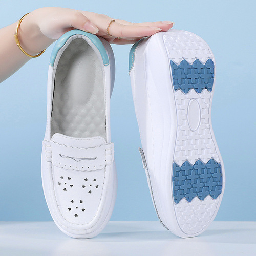  Nurse Shoes for Women, Hollowed-Out, Breathable, Soft Sole—Comfortable on Feet, Thick-Soled Height-Increasing Rocker Shoes, Winter Platform Style, Spring/Autumn Collection