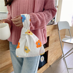 ST06 Gold Foil Floral Strap Wallet Daytime Handbag Japanese Style Minimalist Casual Walking Phone Key Coin Pouch