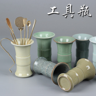 Celadon Tool Bottle Ceramic Indoor Creative Bottle Incense Supplies Accessories Seven-Piece Set Bottle Incense Bottle Tea Ceremony Small Vase