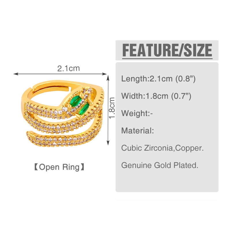 Models Accessories Ring Creative Personality Serpentine Ring Micro-set Zircon Open Ring Wholesale display picture 3