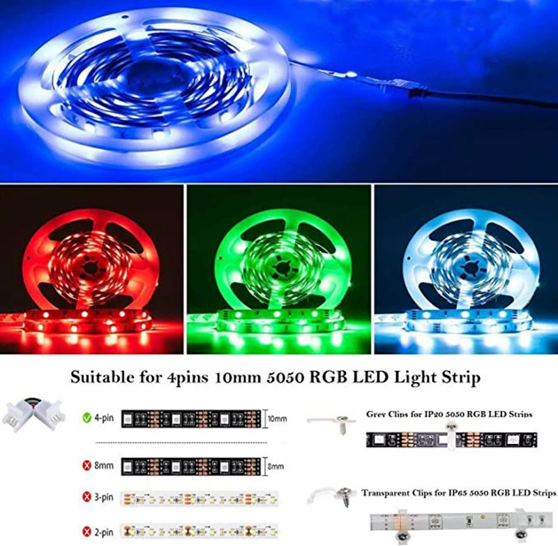 Набор 5050 RGB цветная лампа с LED-ленточным светом, безпайковый разъём 4PL, угловое промежуточное соединение