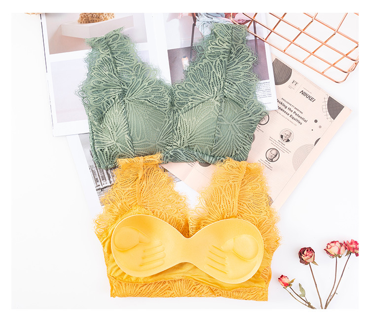 New full lace cutout V-neck, see-through beauty back, bra wrap, no bra base, small halter, thickened chest cushion, long vest detail image 12