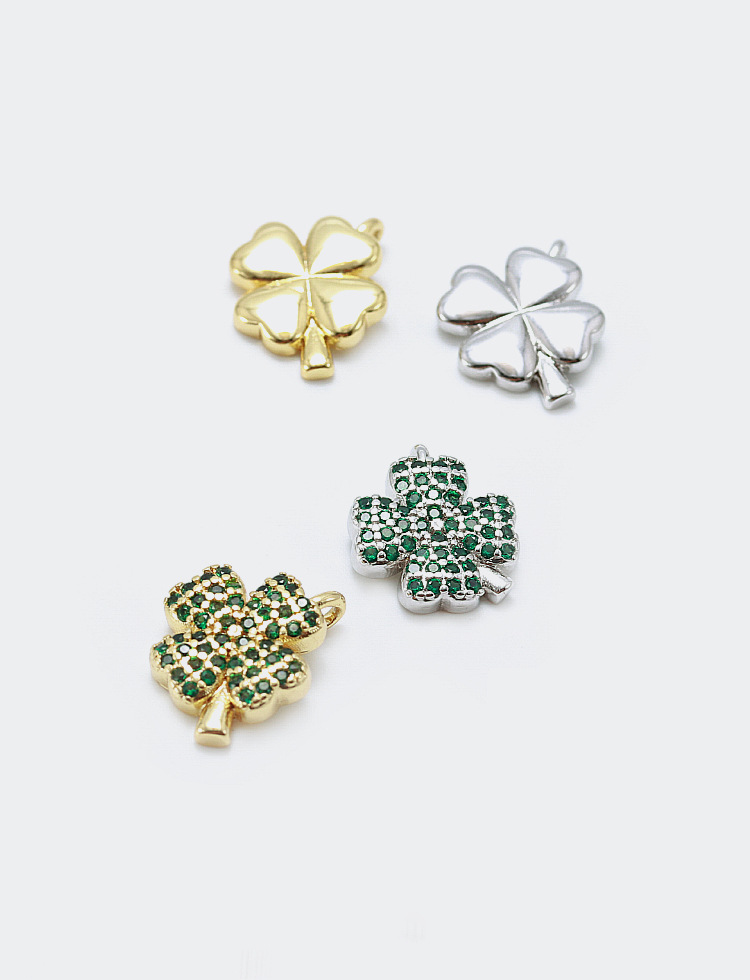 Foreign Trade Popular Style Graceful Personality Gold-plated Zircon Diy Four-leaf Clover Accessories Diy Plant Four-leaf Clover Accessories display picture 5