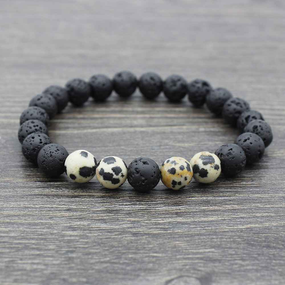 Retro Round Volcanic Rock Stone Beaded Unisex Bracelets display picture 3