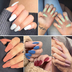 跨境歐美芭蕾磨砂美甲甲片24片假指甲貼片亞光甲片press on nails