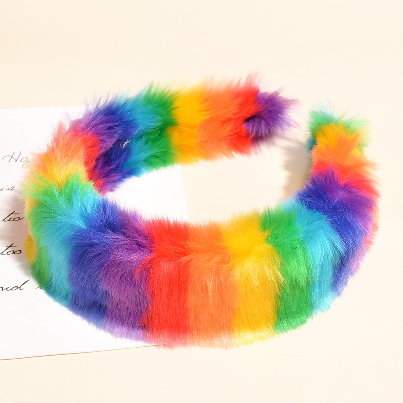 Fashion Rainbow Plush Hair Band4