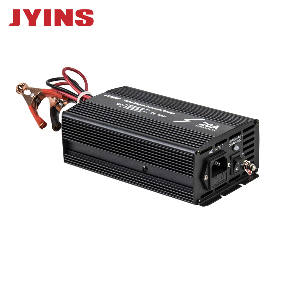 厂家批发新款220V转12V智能三段式充电器20A铅酸蓄电池智能充电器