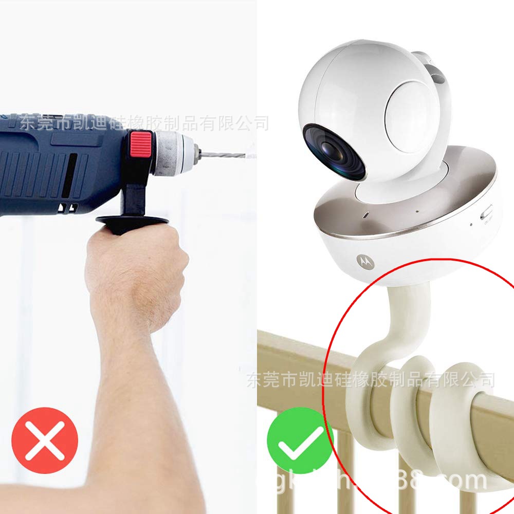 婴儿车监控支架 婴儿床监视器支架 硅胶支架 风扇支架 带1/4螺丝