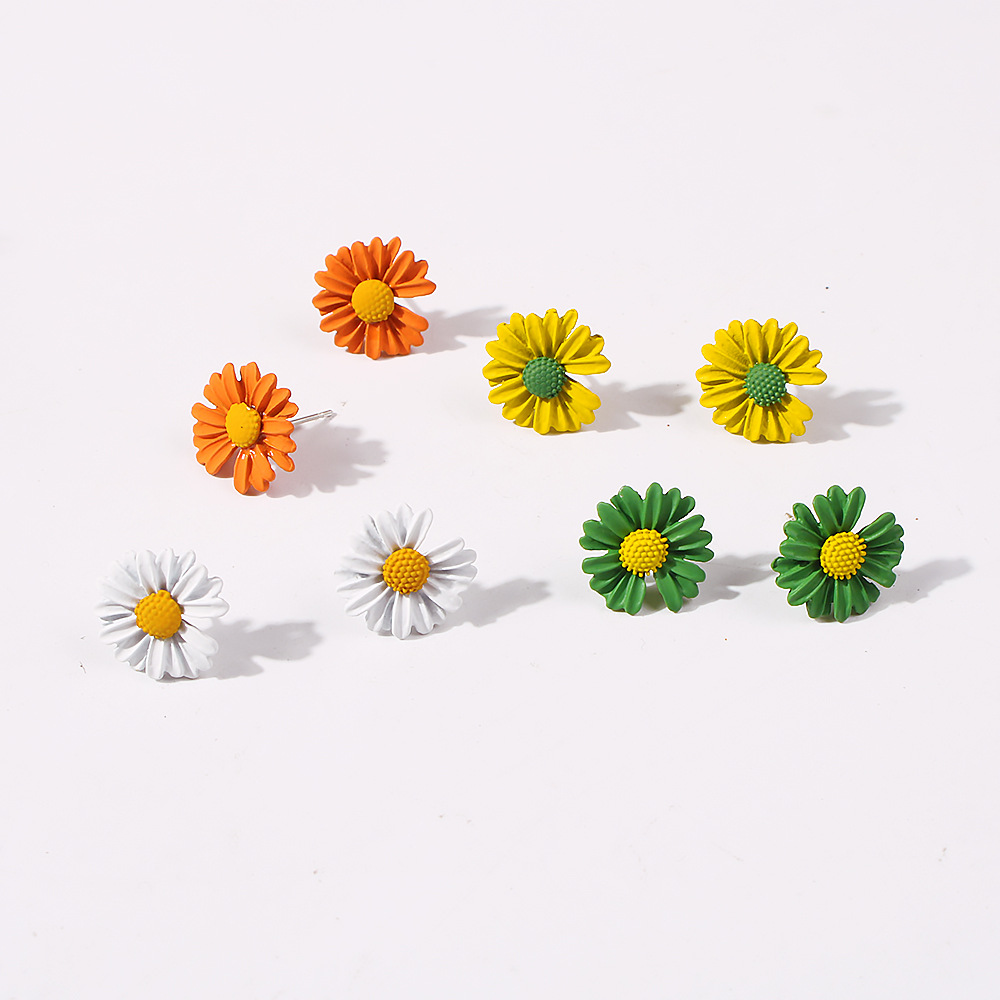 韩国东大门小花朵耳钉 日韩春夏新款饰品小雏菊甜美耳环时尚耳饰