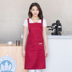 Apron smock with logo printed manicure and milk tea shop worker wear work clothes backwards for women and men home kitchen apron manufacturer wholesale