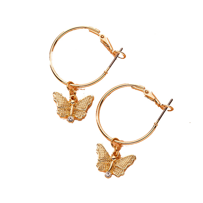 Butterfly New Korea Circle Earrings Wholesale Nihaojewelry display picture 5