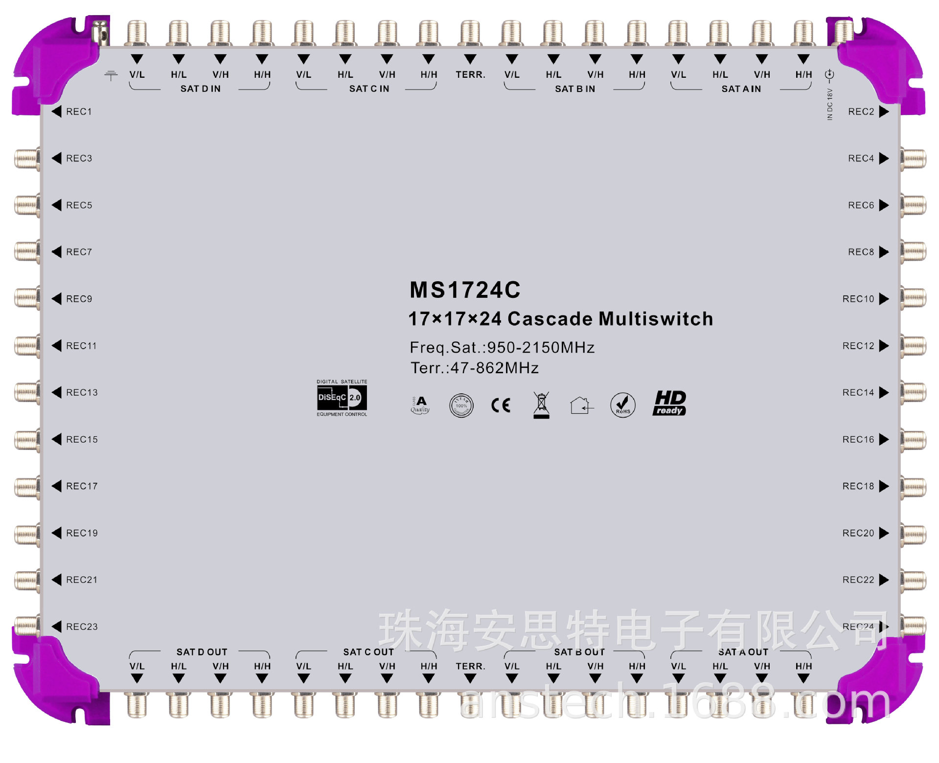 MS1724C/E 卫星多路开关 Multiswitch 17in级联/终端-阿里巴巴