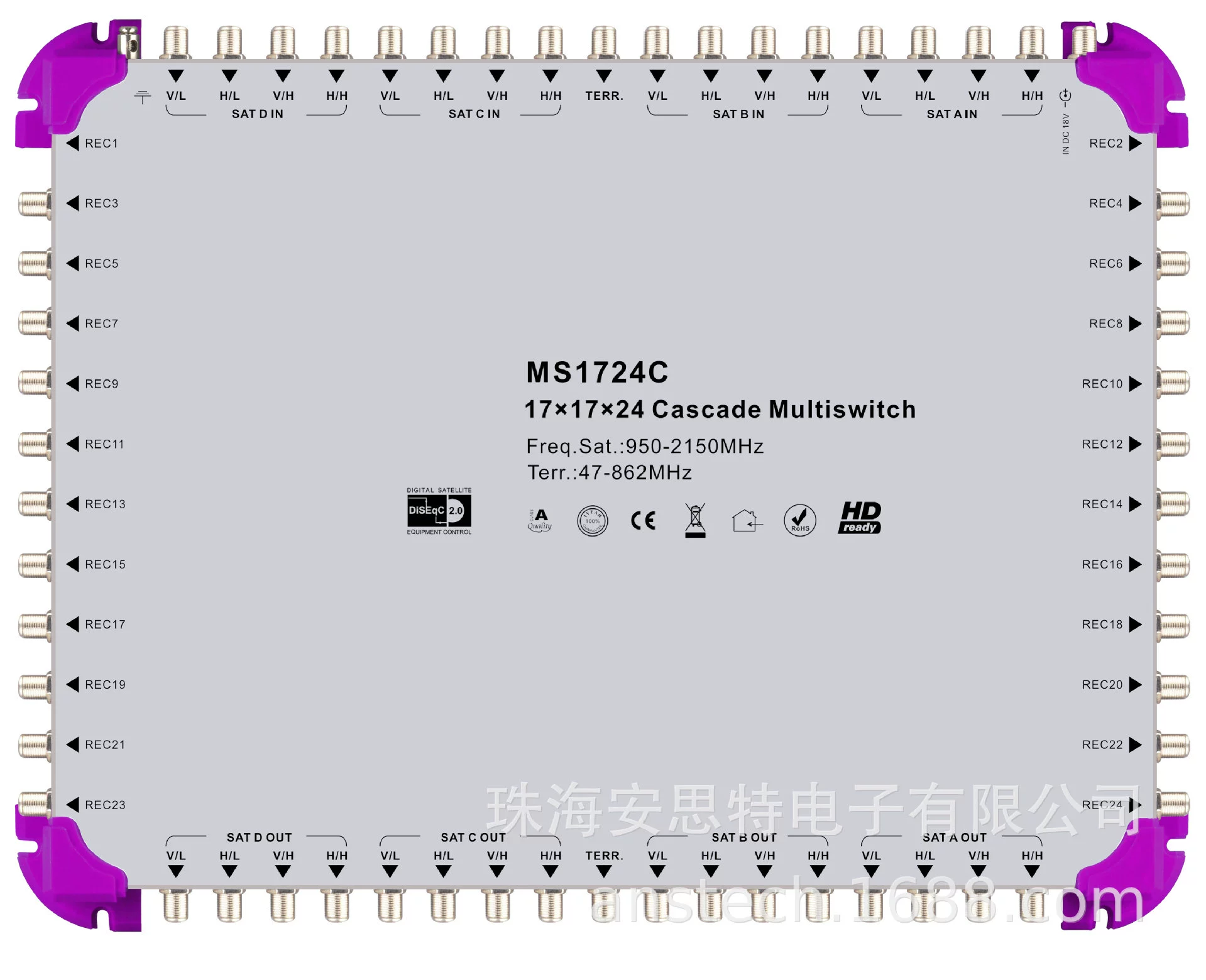 Мультитранслятор MS1732C спутниковый переключатель мультиточечный 17 уровней/терминал/терминал/терминал