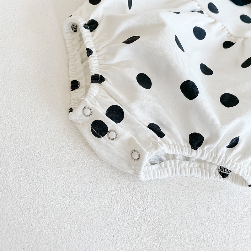 Ins2024 Spring Autumn Baby and Children's jumpsuit, women's baby polka dot long sleeved cotton triangle hoodie, crawling_voghion.com