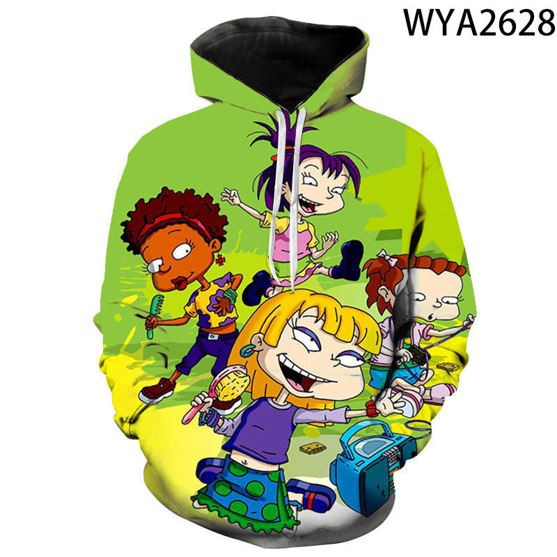 Spring and Autumn 3D digital printing kid Paris travel rugrats men's and women's long-sleeved hoodie fashion sweater