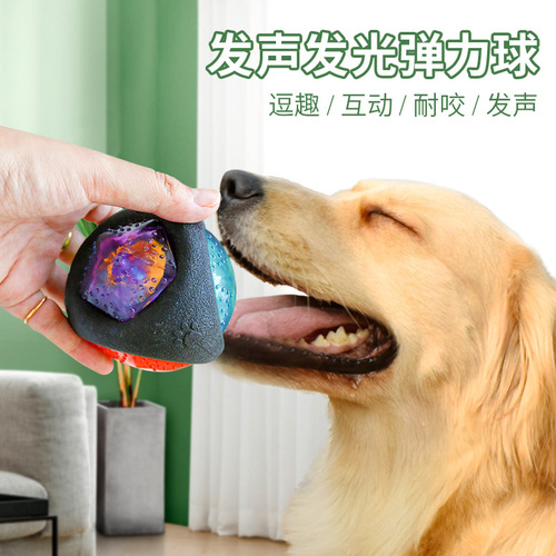 Pet dog toy bite-resistant Teddy Bichon leisure toy sound luminous black ball interactive training ball dog toy