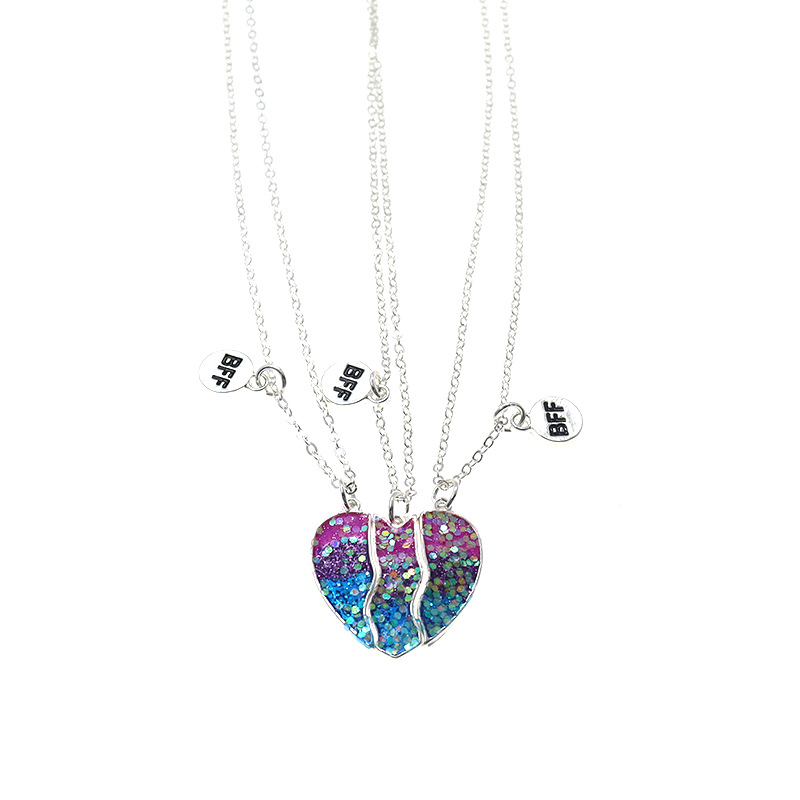 Einfacher Stil Herzform Legierung Überzug Mädchen Halskette 3-teiliges Set display picture 5