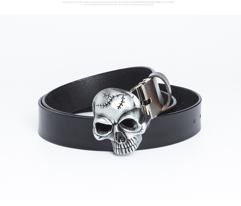 Men's Skull Head Belt Genuine Cowhide Leather Belt For Men_voghion.com