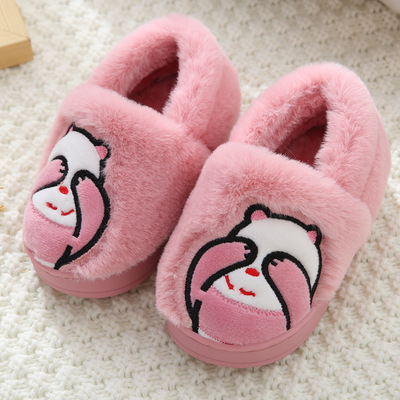 儿童可爱棉拖鞋室内秋冬季防滑厚底居家用男孩女童卡通包跟保暖鞋|ru